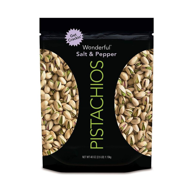 Wonderfull Nuts Pistachios California Big Open Salt & Pepper 40 OZ- One Bag