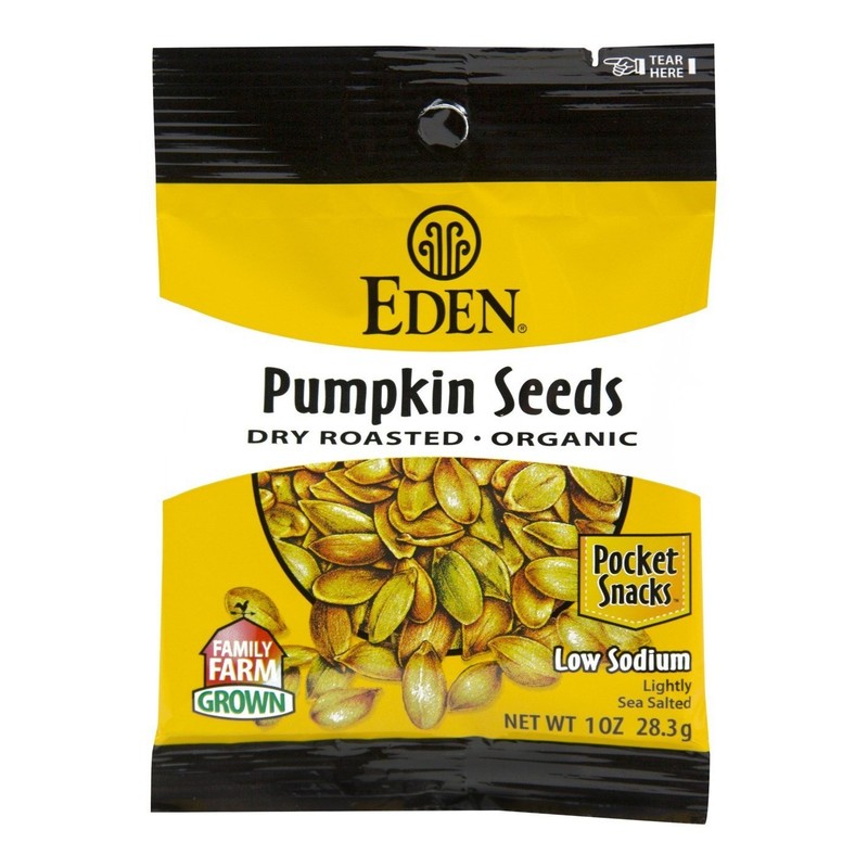 Organic Pumpkin Seeds, Dry Roasted and Salted, Pocket Snacks, 1 Ounce Pack of 12