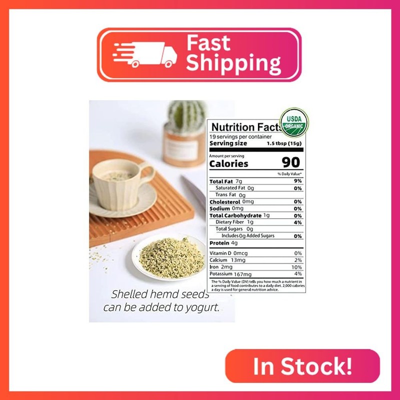 VIGOROUS MOUNTAINS Organic Hemp Hearts Shelled Hemp Seeds, 10 oz Gluten-free Sug gallery