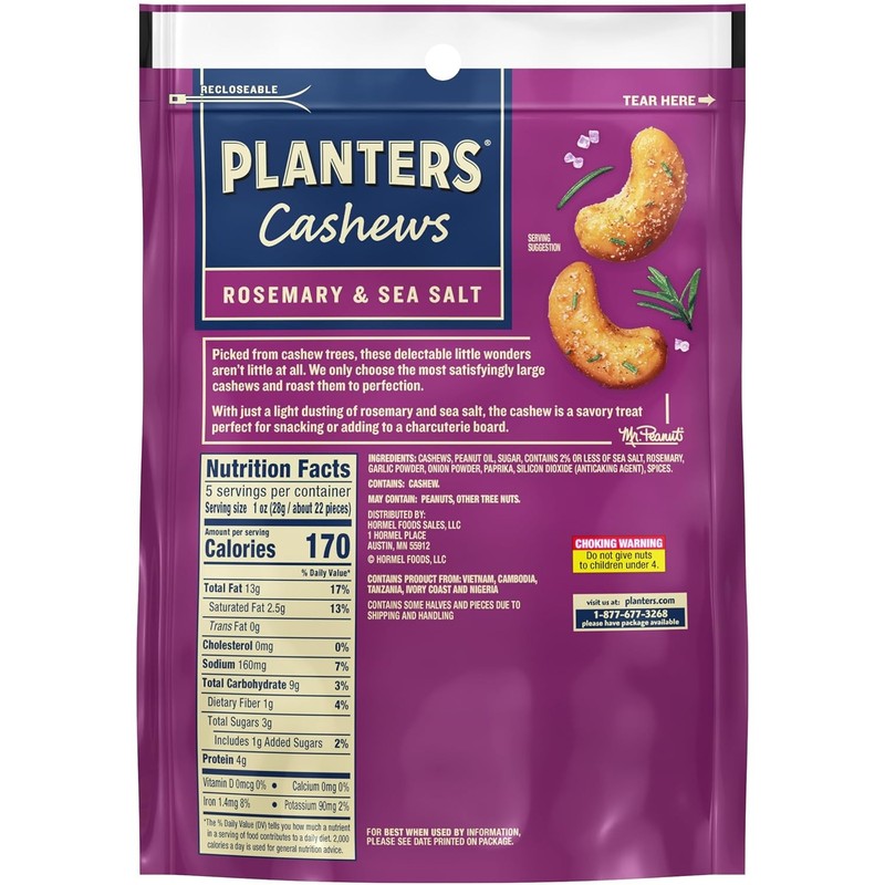 Rosemary Sea Salt Planters Cashews 5 Oz Roasted Party Snacks Cashew Nuts 2 Pack gallery
