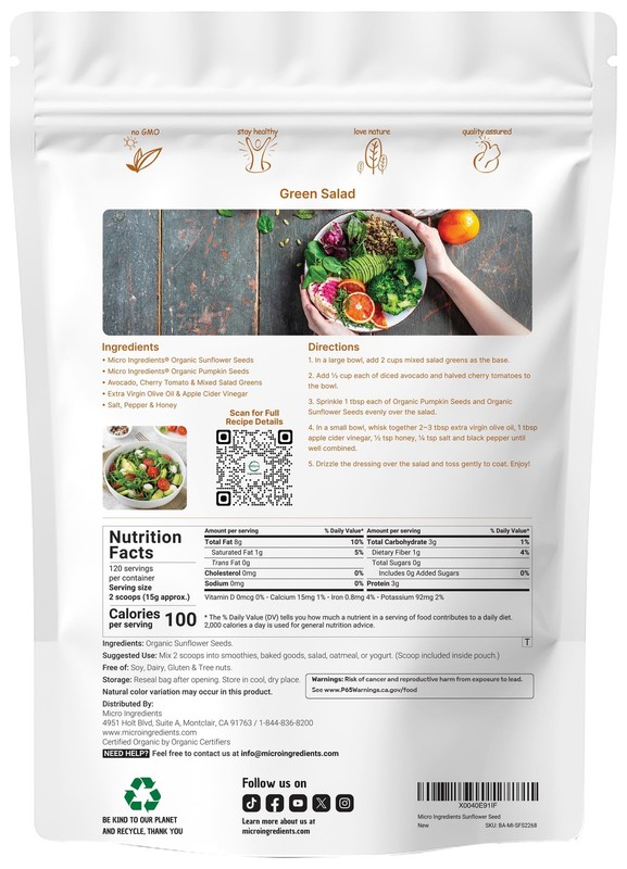 Organic Sunflower Seeds, 4lbs | Raw, Unsalted, & Shelled – Whole Kernels | Lo... gallery