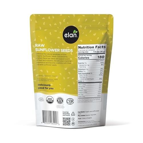 Elan Organic Raw Sunflower Seeds, 7.1 oz, Unsalted Kernels, 1 x oz gallery
