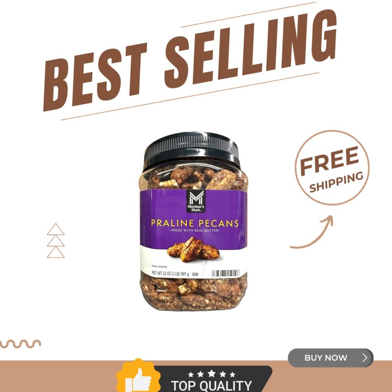 Deliciously Sweet Buttery Coated Pecans - 32oz Jar for Any Occasion