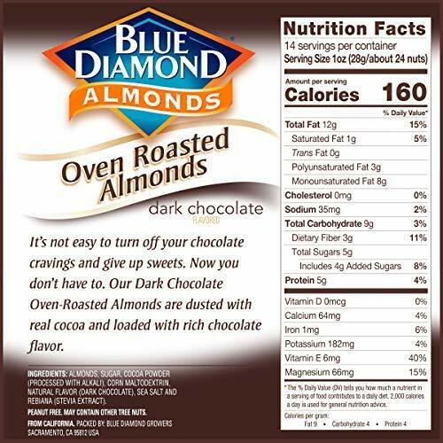 Blue Diamond Almonds Oven Roasted Dark Chocolate Flavored Almonds, 14 Oz Bag gallery