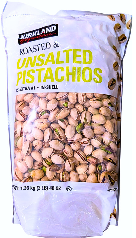Kirkland Signature Roasted Unsalted Pistachios In-Shell 48 Ounce Bag EXP 07/2026