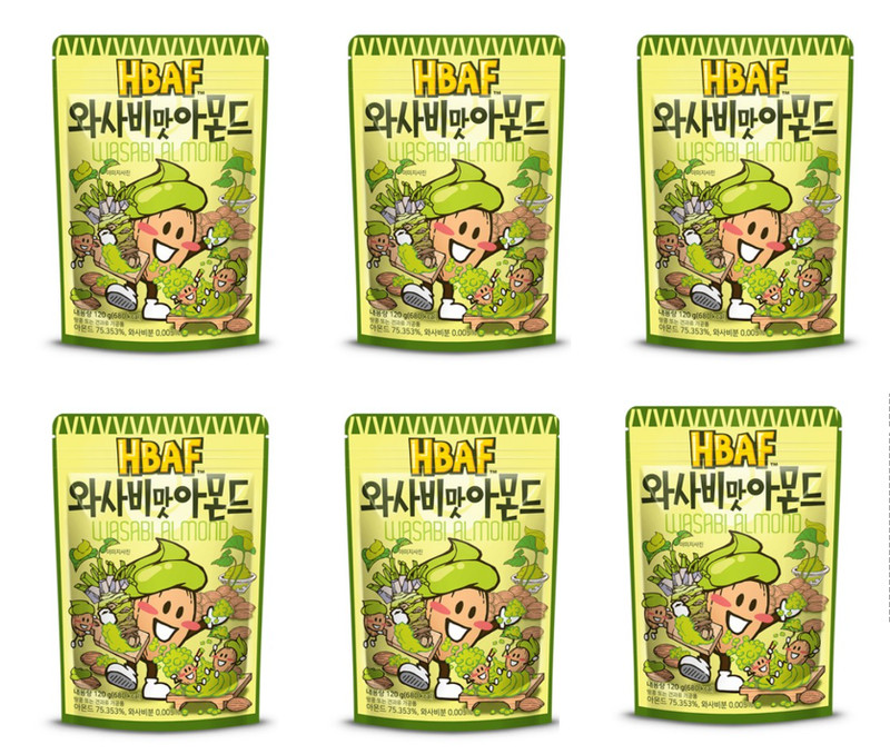 HBAF Wasabi Almond 120g x 6 Bags Korean Spicy Crunchy Nuts Snack