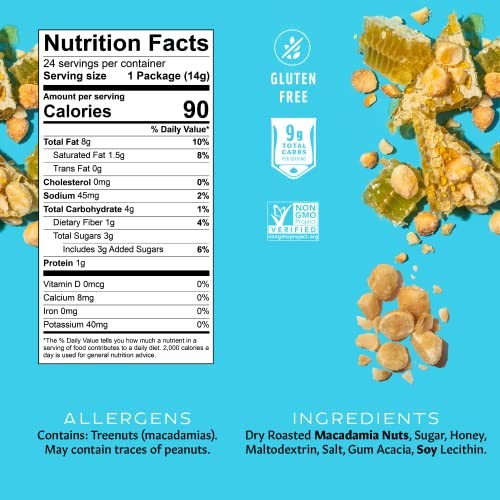 Roasted Macadamia Nuts, Honey Roasted Salted Flavor, .5 Oz Pouches (Pack of 24) gallery