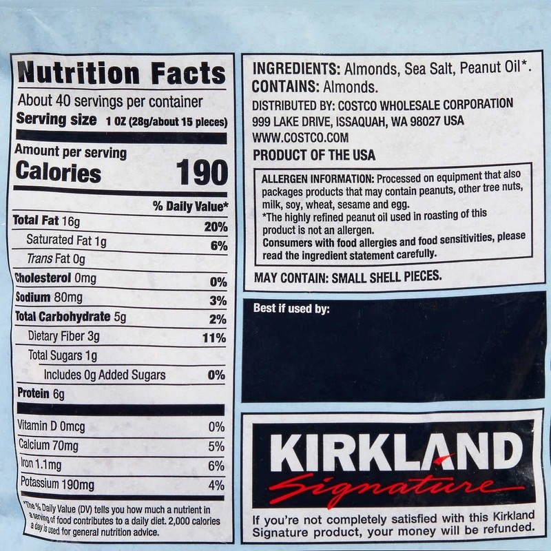 Kirkland Signature Roasted Almonds With Sea Salt, 2.5 lbs (40 oz) Bulk Snack gallery