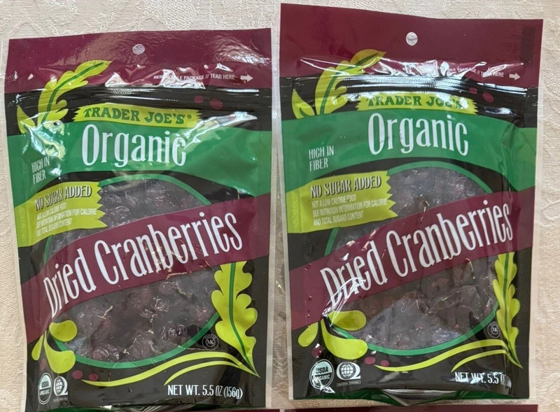 2X Pack Trader Joe’s Organic Dried Fruit Cranberries No Sugar Added 5.5oz Each