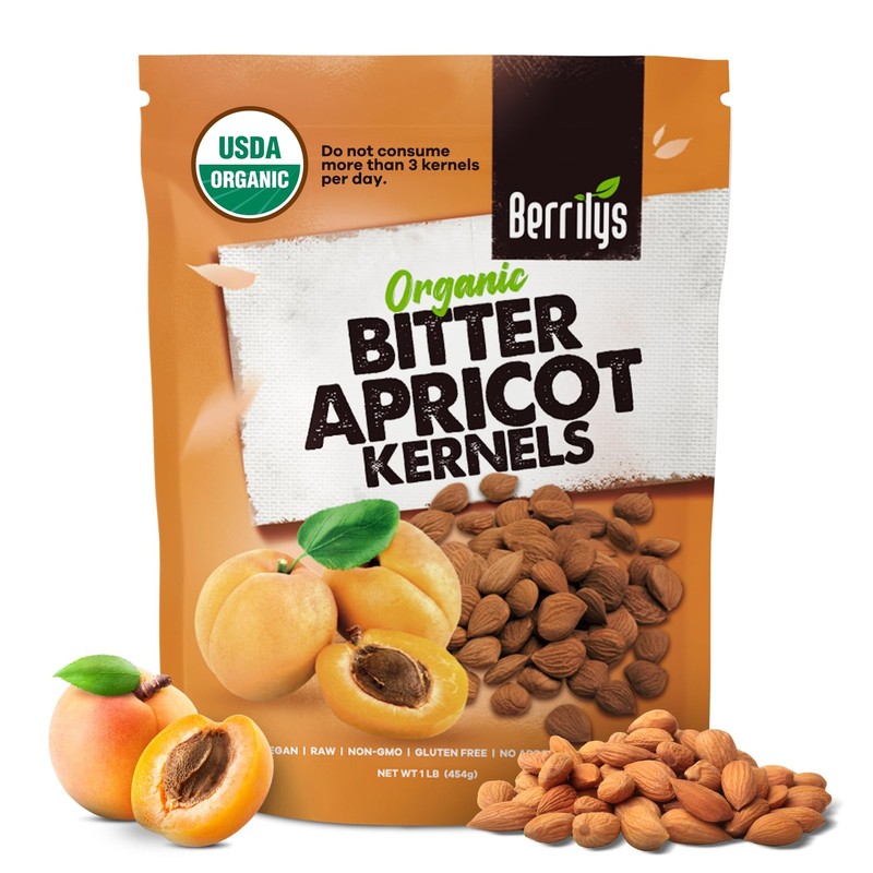 Berrilys Organic Bitter Apricot Kernels - USDA Certified 16 Ounce (Pack of 1)