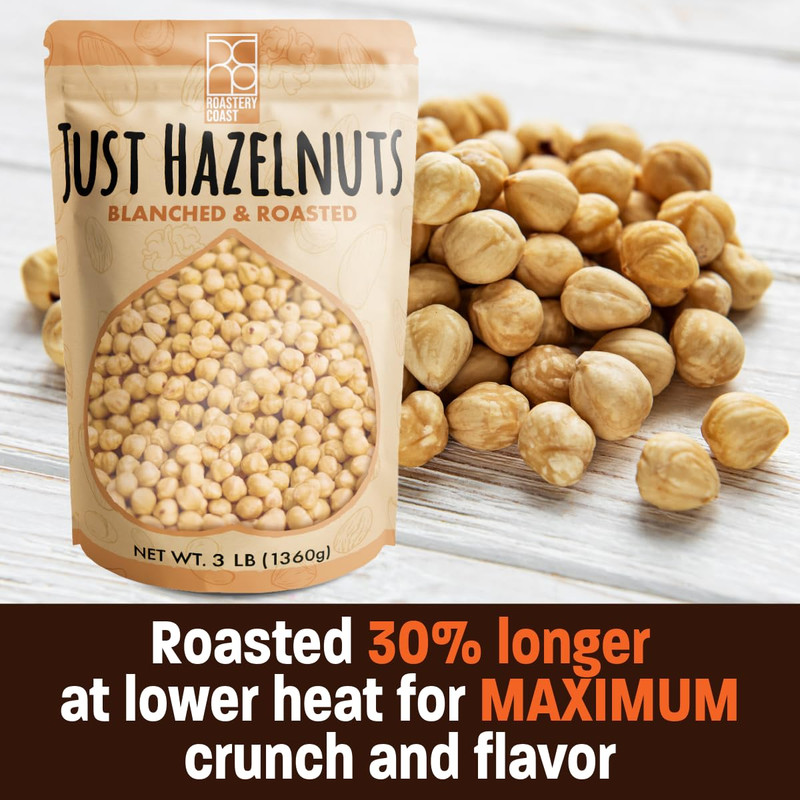 Dry Roasted Hazelnuts | 3 LB | Unsalted | Filberts | Blanched | No Skin | Kosher gallery