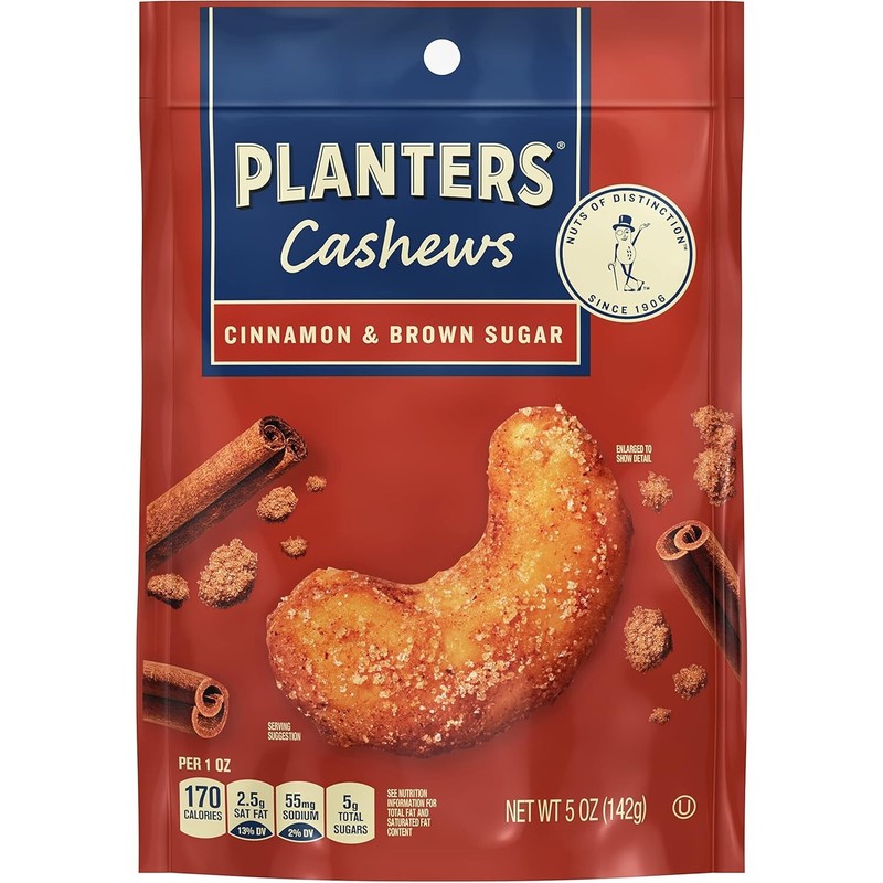 PLANTERS Cinnamon & Brown Sugar Cashews, Party Snacks, 5 oz Bag gallery