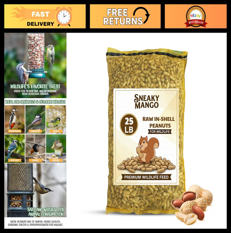 25 lb Raw Peanuts in Shell – All-Natural Wildlife Food for Squirrels, Birds & De