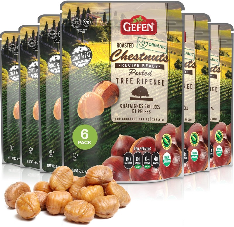 Gefen Organic Whole Peeled and Roasted Chestnuts, 5.2oz (6 Pack) | Chestnuts ...