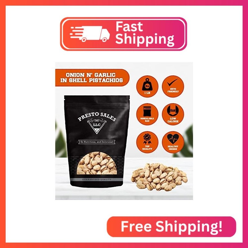 Presto Sales In Shell Pistachios Onion n' Garlic 16 oz. | Premium UMAMI taste, A gallery