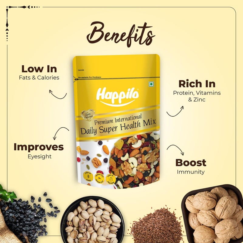 Happilo Daily Super Health Mix 160g �2 | Nuts, Seeds, Dry Fruits | Vegan Snack gallery