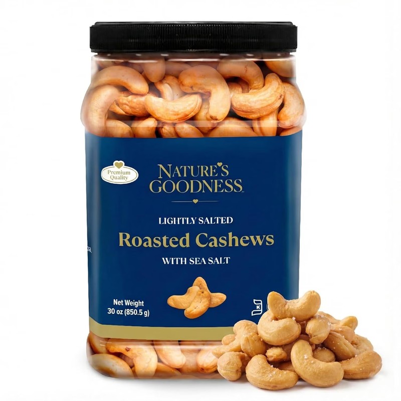Deluxe Whole Cashews Salted 16 oz Roasted Snack