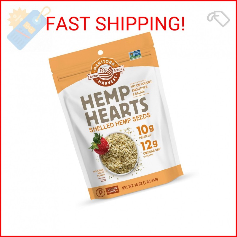 Manitoba Harvest Hemp Hearts Shelled Hemp Seeds, 16oz, 10g Plant Based Protein a