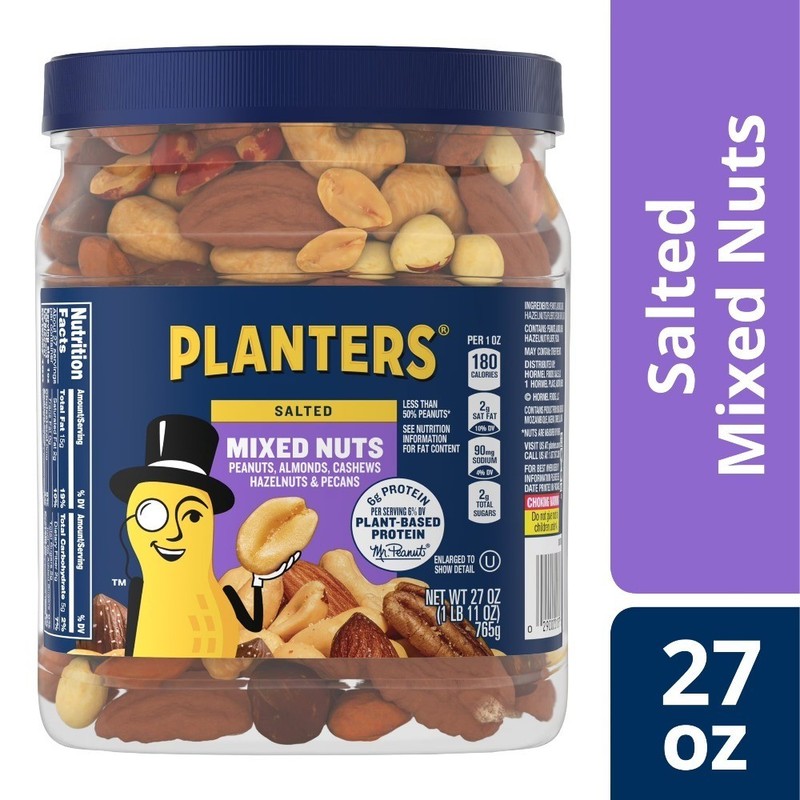 Salted Mixed Nuts Plant Based Protein Party Snacks 27 oz Canister gallery