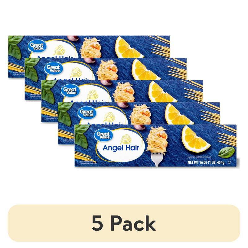 (5 pack) Great Value Angel Hair, 16 oz, Shelf Stable Fast Shipping