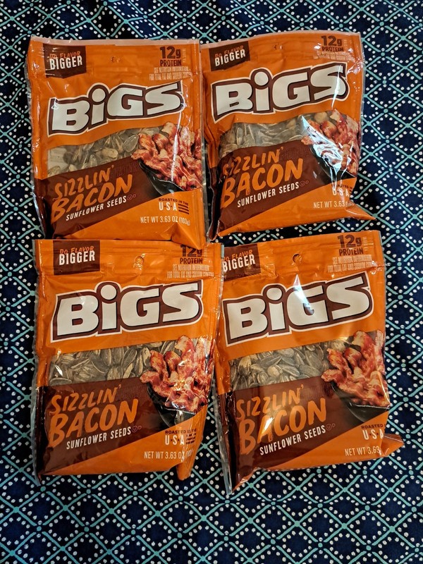 4 BIGS Sunflower Seeds, Sizzlin’ Bacon Flavor Expire 5/3/27