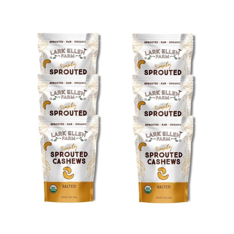 Lark Ellen Farm Whole Cashews, Salted Raw Sprouted Nuts, Certified USDA Organ…