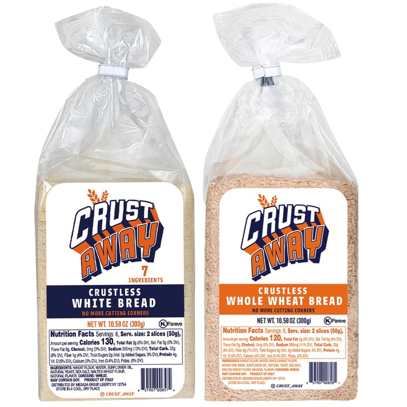 Crust Away Crustless Whole Wheat & White Bread – Clean Ingredients – Non-GMO,...