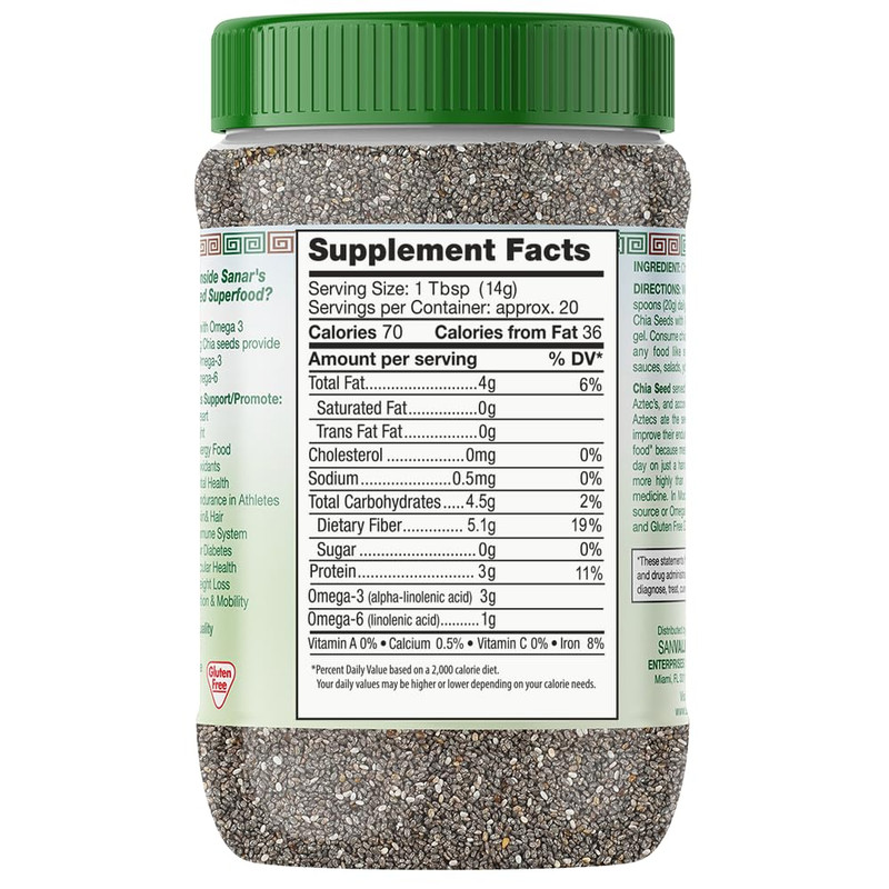 Chia Seeds | High Fiber, Omega 3 Superfood for Smoothies Oatmeal & Baking | Raw gallery