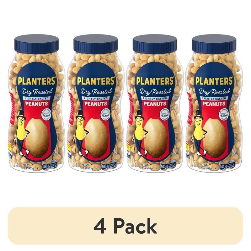 Lightly Salted Dry Roasted Peanuts Snack Plant Based Protein 16oz Jar 4 Pack New gallery