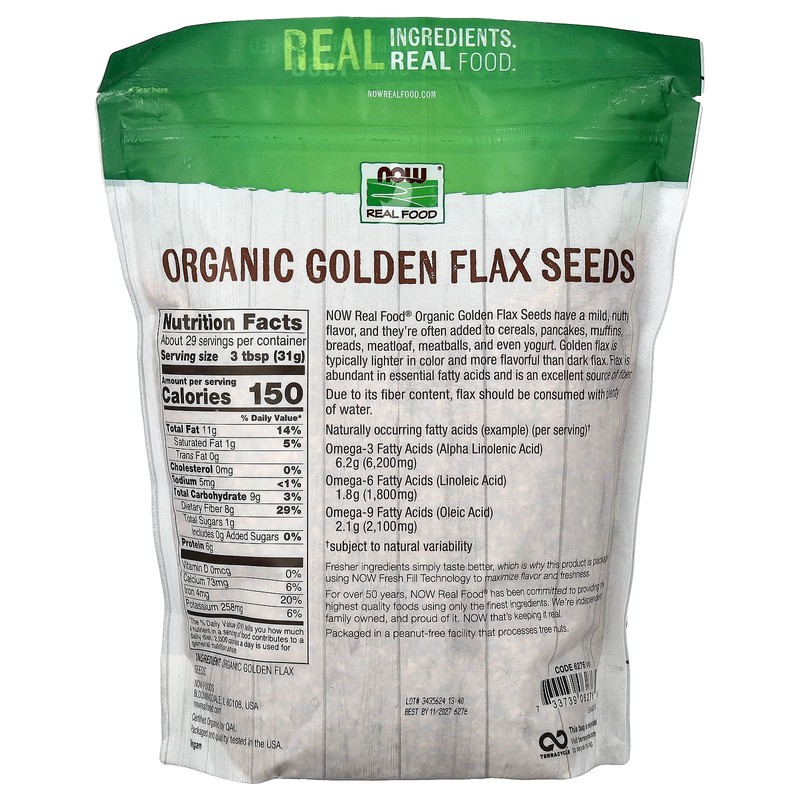 Real Food, Organic Golden Flax Seeds, 32 oz (907 g) gallery