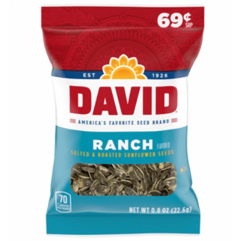 18x David Ranch Sunflower Seeds Crunchy Snack Treats Bulk New Sealed 0.8oz
