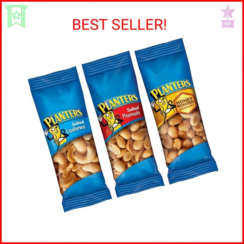 PLANTERS Variety Pack, Salted Cashews, Salted Peanuts & Honey Roasted Peanuts, O