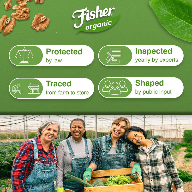 Fisher Organic Walnut Halves & Pieces 16 Oz, USDA Certified Organic Nuts, Unsalt gallery