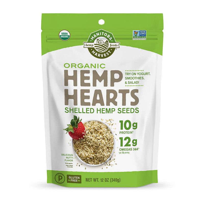Organic Hemp Hearts, 12Oz, 10G Plant Based Protein and 12G Omega 3 & 6 per Srv,