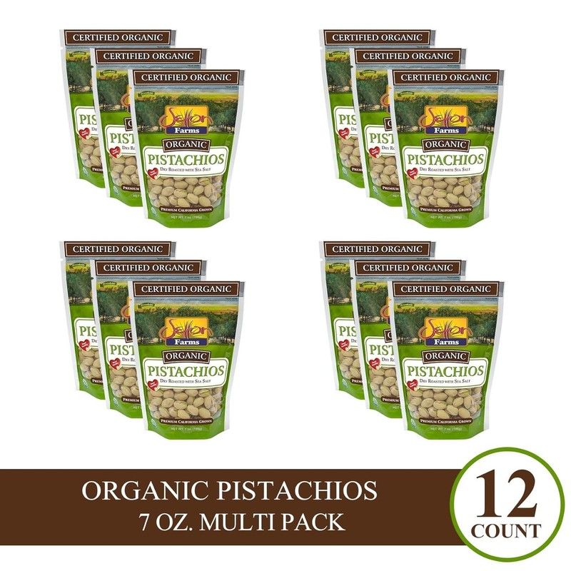 Certified Organic California Pistachios Dry Roasted Salted 12 pk 7oz Resealable