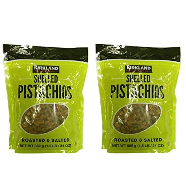 2 Packs Kirkland Signature Shelled Pistachios Roasted & Salted 24 oz Each Pack