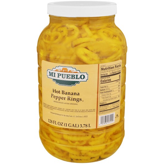Mi Pueblo Banana Pepper Rings, 1 Gallon, 4 Per Case