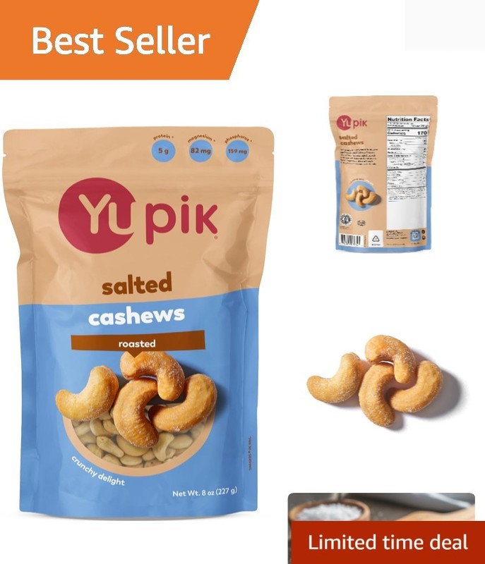 Roasted Salted Whole Cashews, 8 Oz, Gluten-Free, Kosher, Crunchy Cashews with…