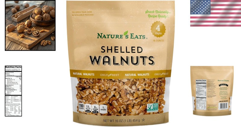 Nature's Eats 16 oz Shelled Walnuts - Unsalted & Natural Snack for Baking gallery