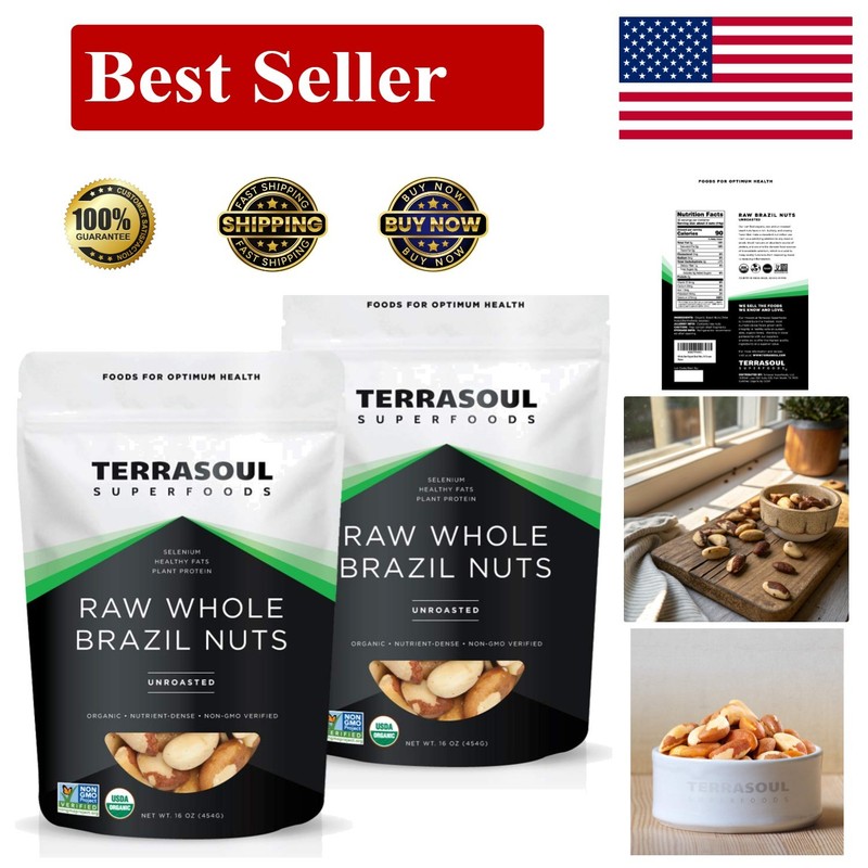 Organic Brazil Nuts 2 Lbs (2 Pack) – Raw, Unsalted, High Selenium Content