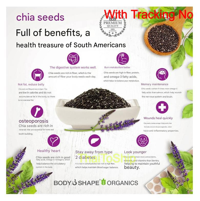 Organic Chia Seeds Cereal Reduce Belly FDA Approved Premium Grade gallery