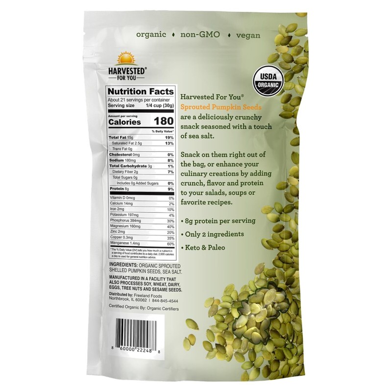Healthy Plant-Based Protein: Sprouted Pumpkin Seeds, 22oz