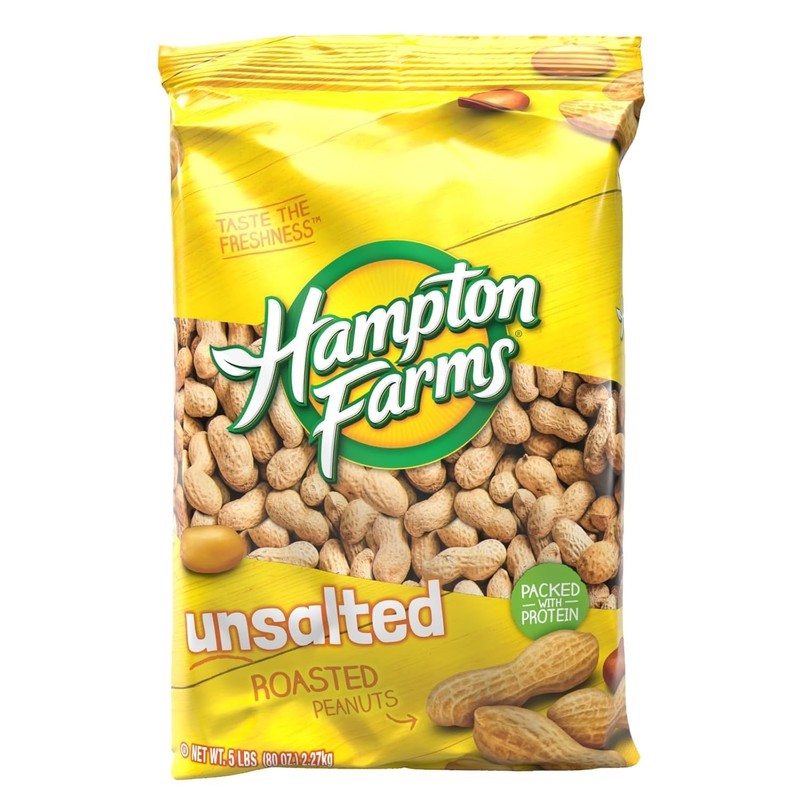 Hampton Farms Unsalted Roasted In-Shell Peanuts - 5lbs -FREE & FAST SHIP