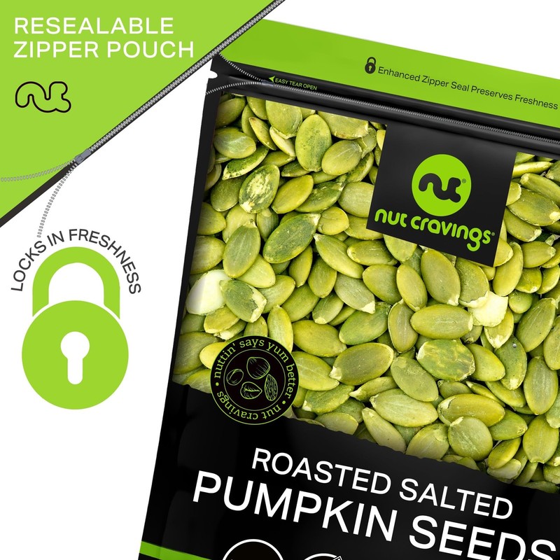 NUT CRAVINGS - Roasted & Salted Pumpkin Seeds, Pepitas, 2 Pound (Pack of 1) gallery