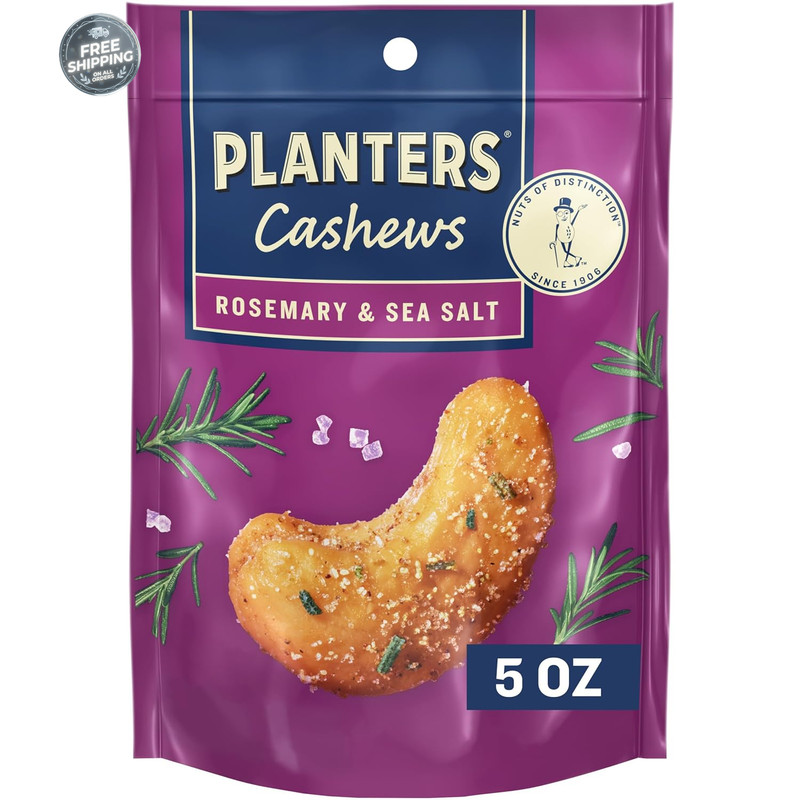 PLANTERS Cashews Rosemary & Sea Salt Trail Mix Snack Pack 5oz Bag