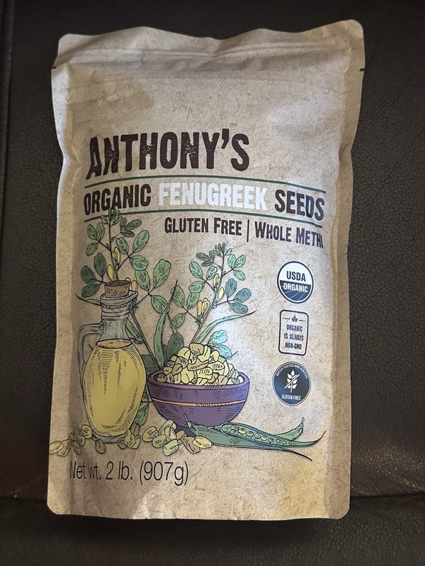 Anthony’S Organic Fenugreek Seeds 2 Lb Whole Methi Seed Gluten Free Non GMO 5/26