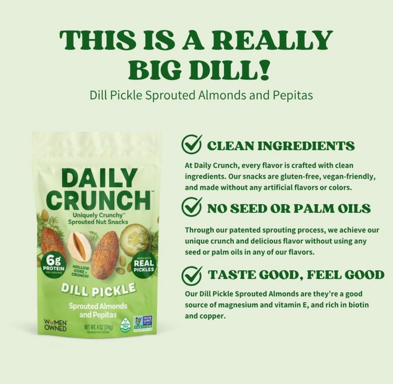 Daily Crunch Sprouted Almonds, Dill Pickle, 4 Ounce Bags, Pack of 2 gallery