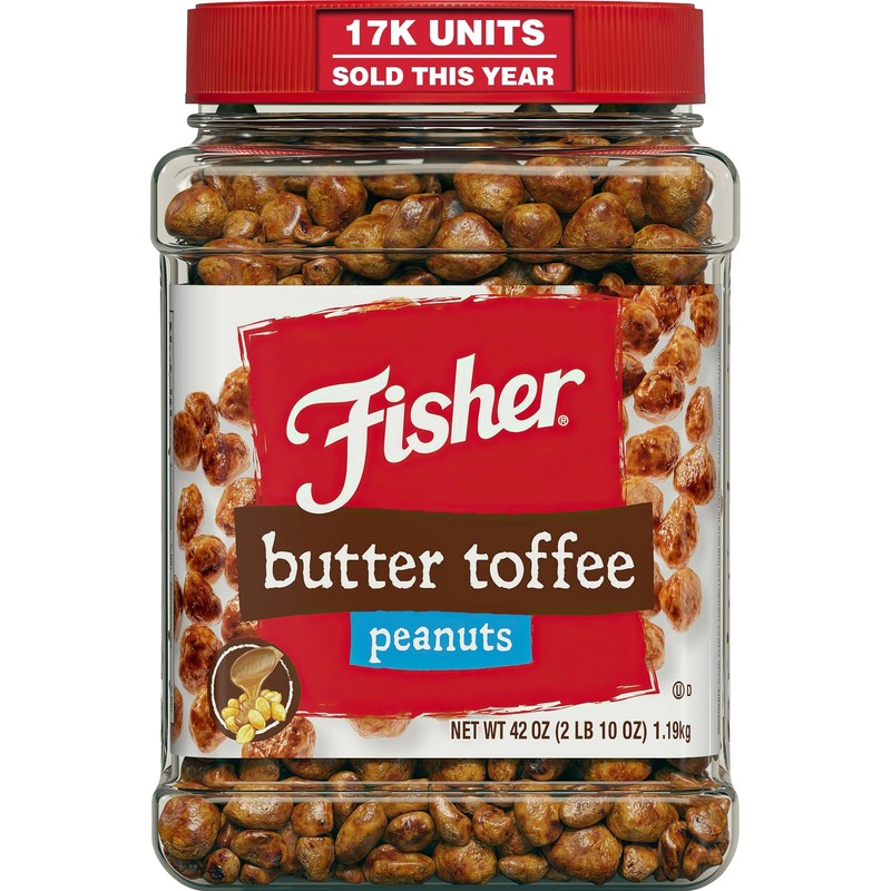 Fisher Snack Butter Toffee Peanuts, 42 Ounces (Pack of 1), No Artificial Colo...