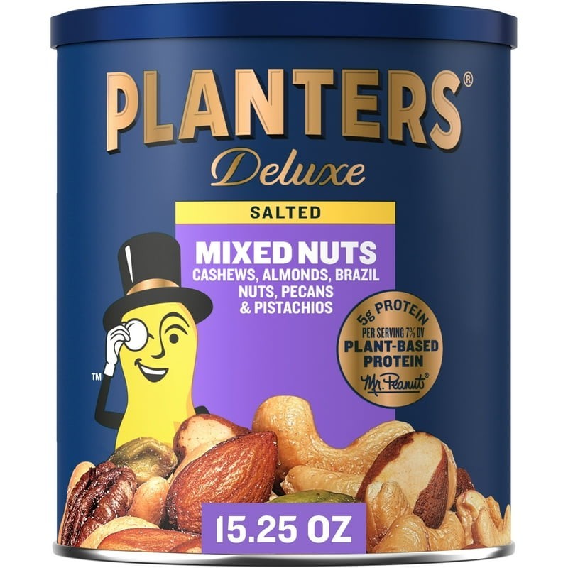 PLANTERS Deluxe Unsalted Mixed Nuts Variety Unsalted Nuts Hazelnuts, 15.25 oz