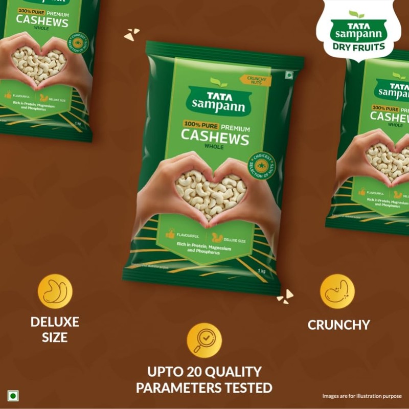 Tata Sampann Cashews Whole 1Kg |Deluxe Kaju Rich in Protein Magnesium Phosphorus gallery
